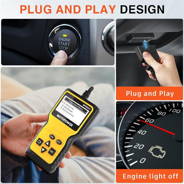 MOTOPOWER MP69033 OBD2 Scanner Universal Car Engine Fault Code Reader, CAN Diagnostic Scan Tool for All OBD II Protocol Cars