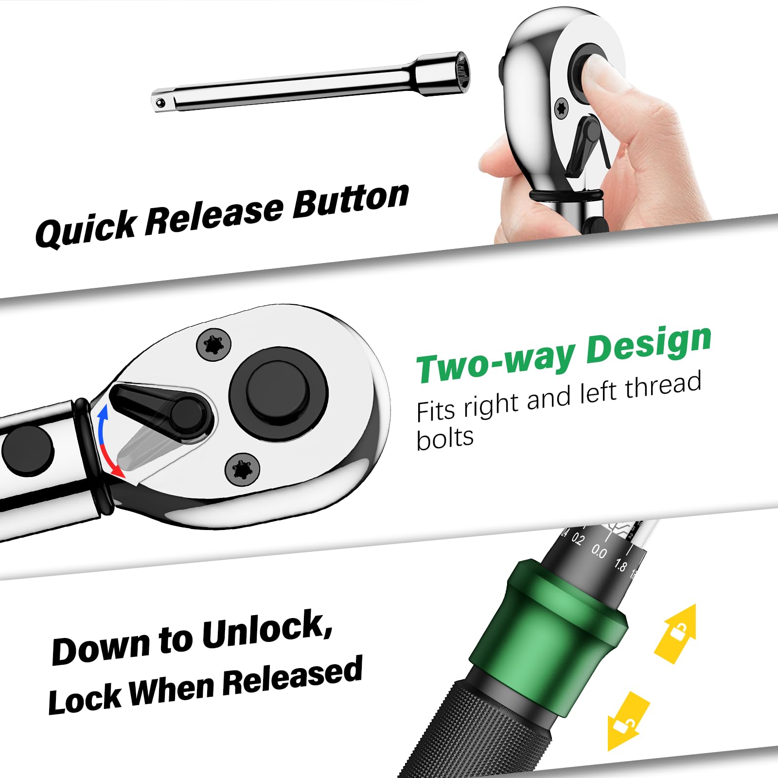 13PCS Bike Torque Wrench Set 3-25 Nm, Small Torque Wrench 1/4 Drive, Dual-Direction Adjustable 72 Teeth, ±3% Accuracy, with Extension Bar, Socket Bits (Hex & Torx), for Mountain Bike, Bicycle Repair