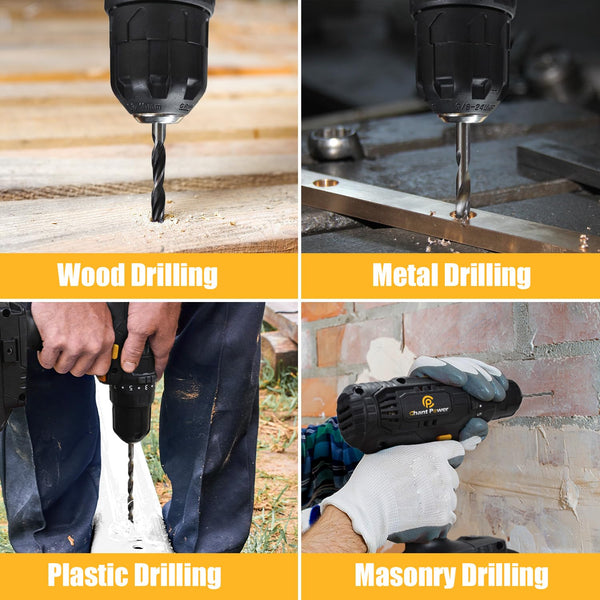 C P CHANTPOWER Drill Bit Sets and Screwdriver Bit Sets with Case for Drilling Wood, Plastic, Soft Metal, 41 Pieces