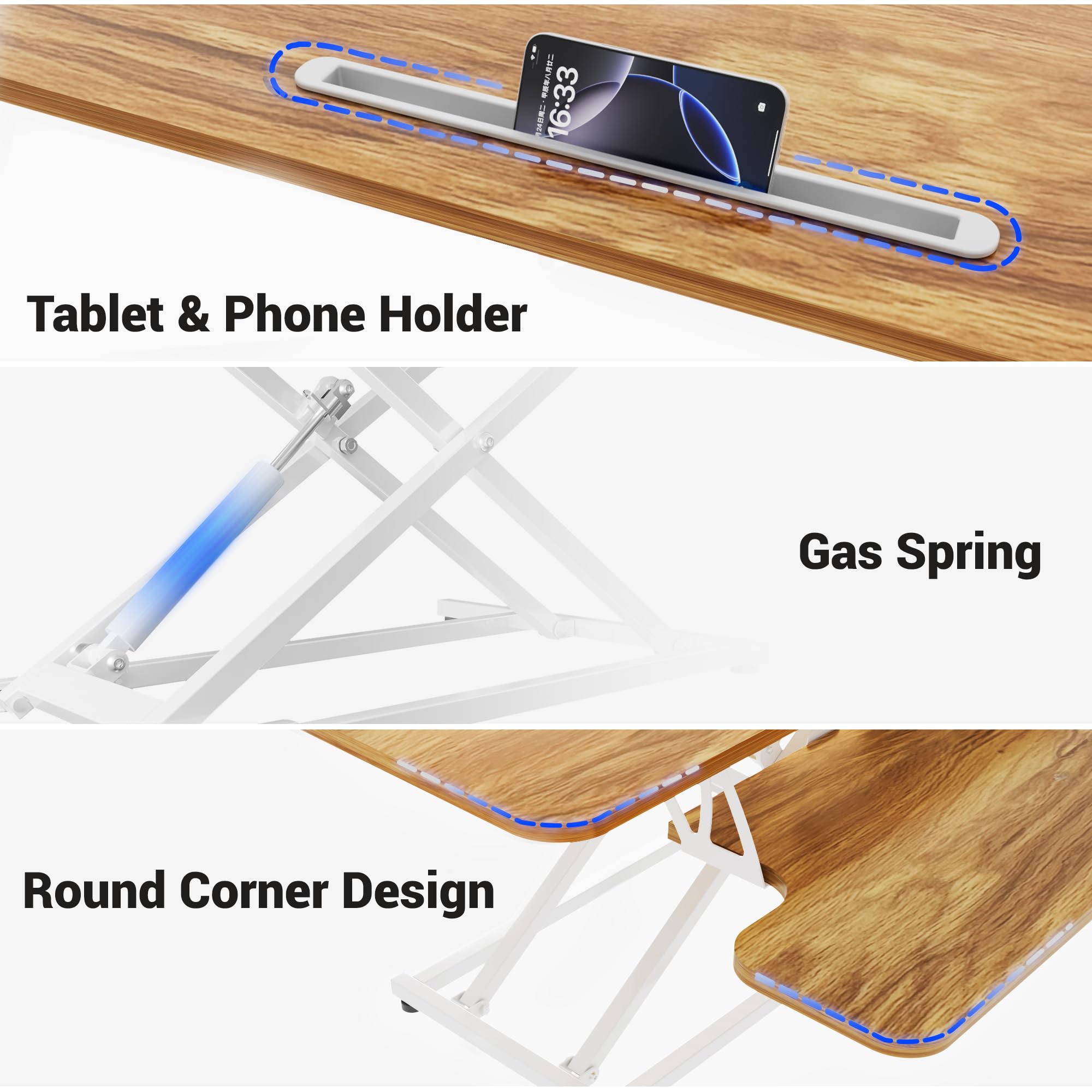 ERGOMAKER Standing Desk Converter, 36"/91cm Wide Height Adjustable Quick Sit to Stand Up Desk Riser for Dual Monitor