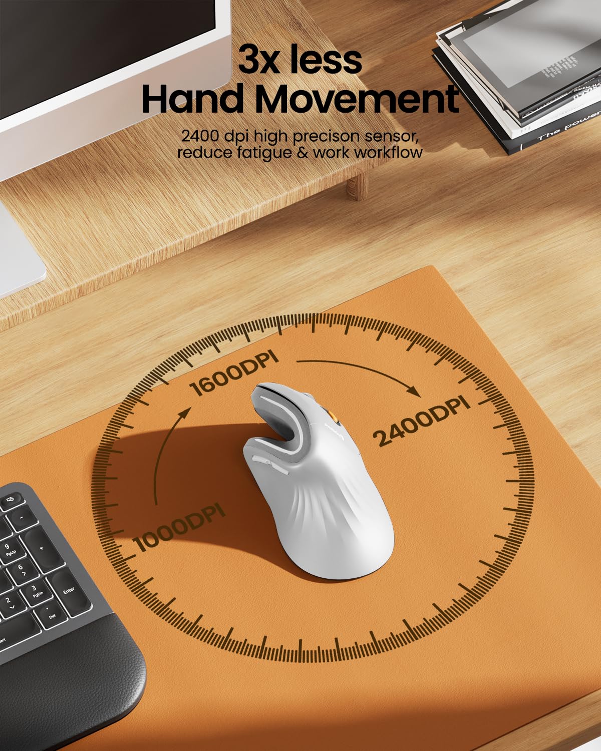 ProtoArc EM11 NL Ergonomic Mouse, Wireless Vertical Mini Mouse Rechargeable Optical Mice with Multi-Device (2*Bluetooth + USB Connection), 3 Adjustable DPI for Computer, iPad, Mac, Windows Black