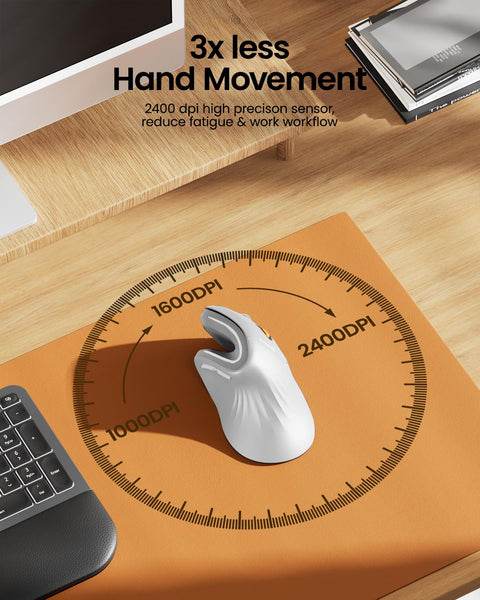 ProtoArc EM11 NL Ergonomic Mouse, Wireless Vertical Mini Mouse Rechargeable Optical Mice with Multi-Device (2*Bluetooth + USB Connection), 3 Adjustable DPI for Computer, iPad, Mac, Windows Black