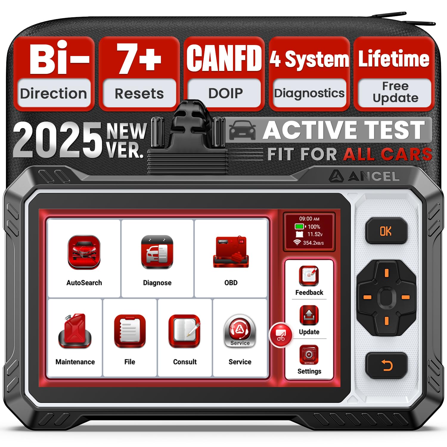 ANCEL FX6000 Bidirectional OBD2 Scanner, Car Diagnostic Tool for ABS/SRS/Transmission/Enigne,Diagnostic Machine for All Cars,Car Diagnostic Scanner with 10+ Active Test & 7 Reset Services,CANFD&DOIP