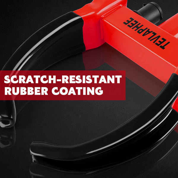 Tevlaphee Wheel Clamp Lock Heavy Duty Anti-Theft, Adjustable Security for Cars, Vans, Motorhomes (Fits 7-11" Tyres), Weatherproof & Vandal-Resistant Design (Red&Yellow)