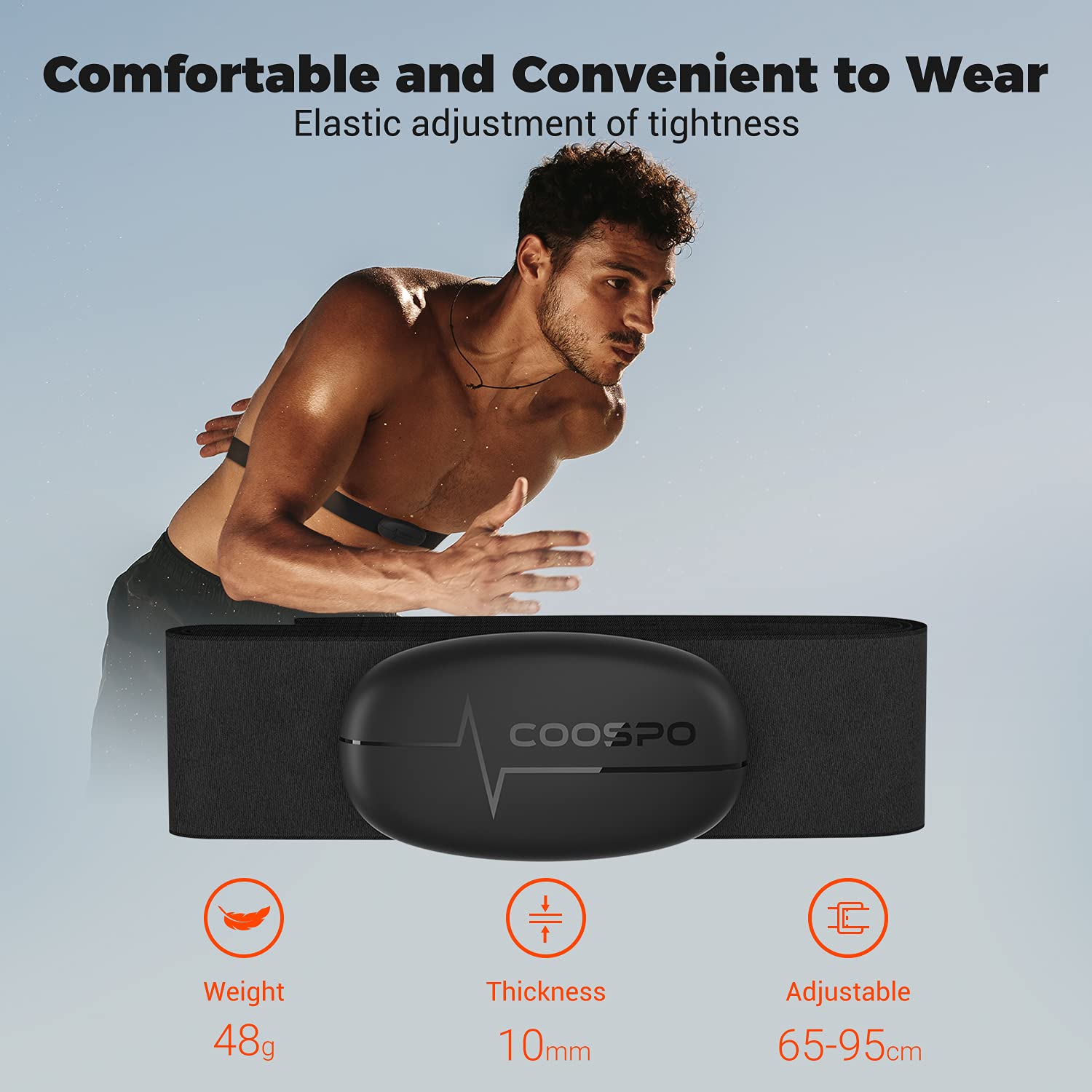 COOSPO H6 Heart Rate Monitor Chest Strap,HRM Bluetooth ANT+, for Running Cycling Gym Sports