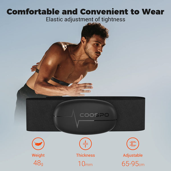 COOSPO H6 Heart Rate Monitor Chest Strap,HRM Bluetooth ANT+, for Running Cycling Gym Sports