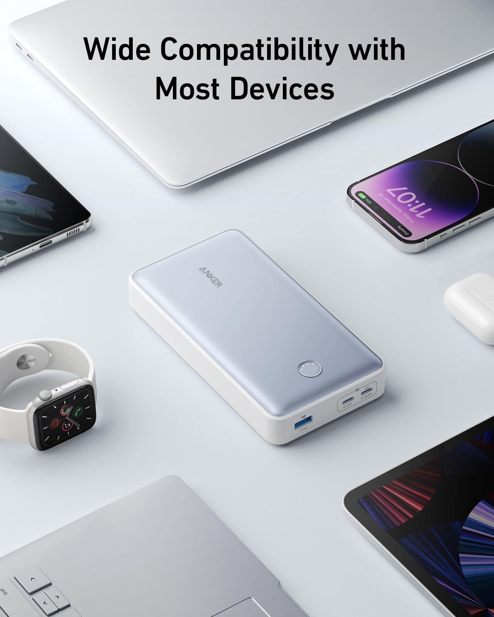 Anker Power Bank, 24,000mAh 65W Portable Charger, 537 Power Bank (PowerCore 24K for Laptop), for Dell XPS, Microsoft Surface, iPad Pro, iPhone 16/16 Plus/16 Pro/16 Pro Max/15/14/13 Series, and More