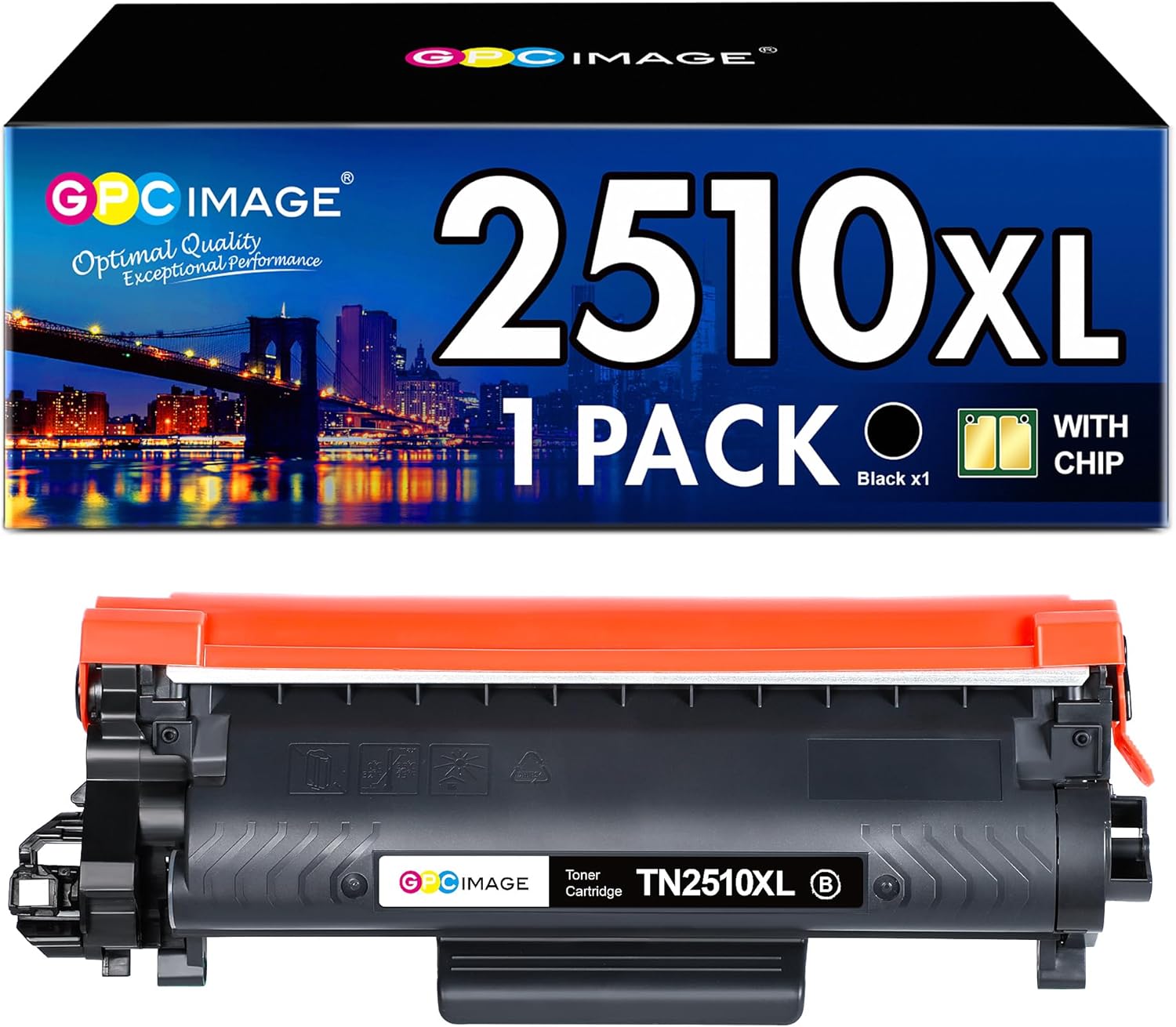 GPC Image TN2510XL TN2510 Toner Cartridge Compatible with Brother TN-2510XL, High Yield for Brother DCP-L2627DWE L2660DW; MFC-L2860DWE L2800DW L2860DW L2827DWXL L2827DW L2827DWE Printer, 1 x Black