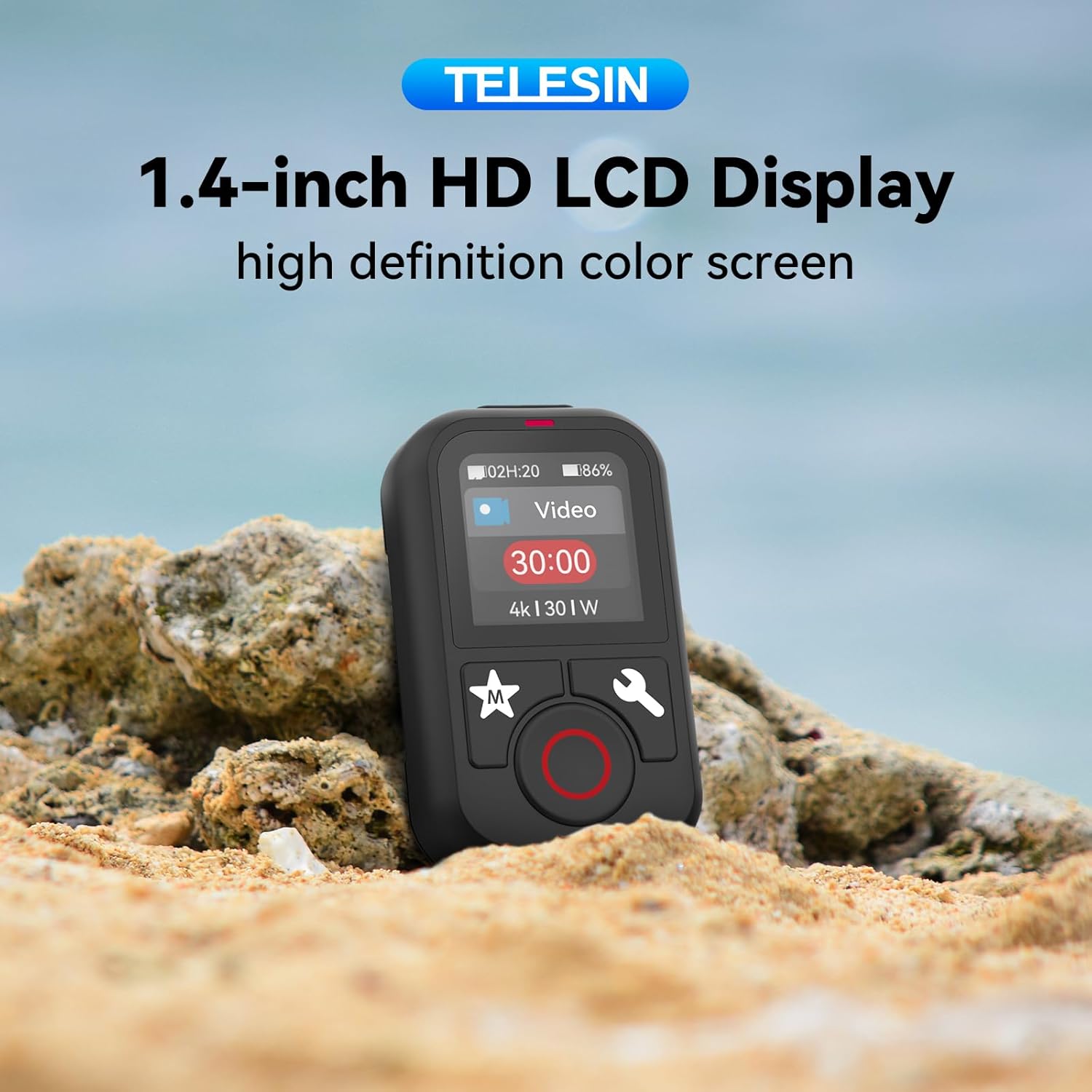 TELESIN T13 Waterproof Remote Control for GoPro Hero 13/12/11/10/9/8/Max, 60 Meters Control Range, Colorful LCD Display, Multi-Language Support, Smart Wireless Controller