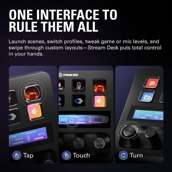 Elgato Stream Deck + White, Audio Mixer, Production Console and Studio Controller for Content Creators, Streaming, Gaming, with customizable touch strip dials and LCD keys, works with Mac and PC