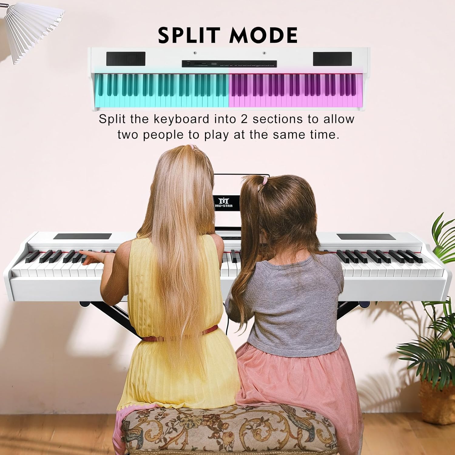 MUSTAR Digital Piano 88 Weighted Keys Hammer Action, Full Size 88 Key Piano Keyboard Weighted, Electric Keyboard Piano with Bluetooth Connection, Portable Case, Sustain Pedal, White