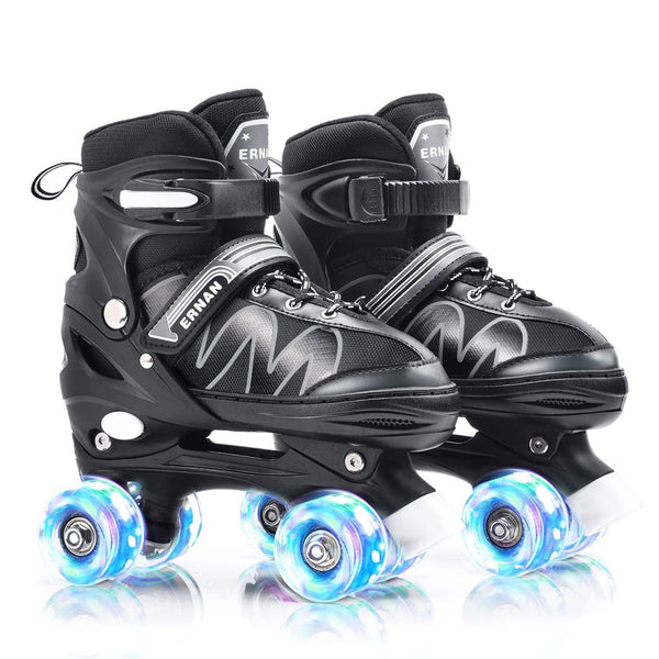 ERNAN Roller skates kids Roller boots,8 Light up Wheels and 4 Sizes Adjustable.Rollerskates for Kids Beginners, Suitable for Indoor Outdoor (White, S)
