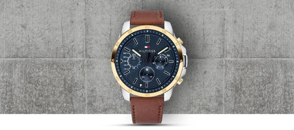 Tommy Hilfiger Analogue Multifunction Quartz Watch for Men with Silicone, Stainless Steel or Leather Bracelet, Day & Date Sub-Dials, 5ATM Water Resistant