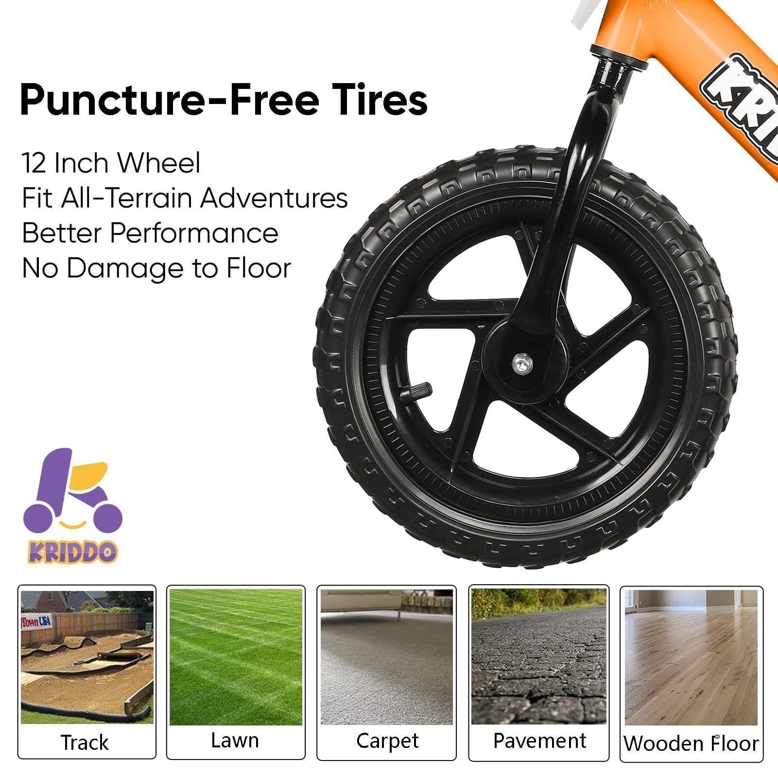 KRIDDO Toddler Balance Bike 2 Year Old, Age 18 Months to 5 Years Old, 12 Inch Push Bicycle with Customize Plate (3 Sets of Stickers Included), Gift Bike for 2-3 Boys Girls, Blue