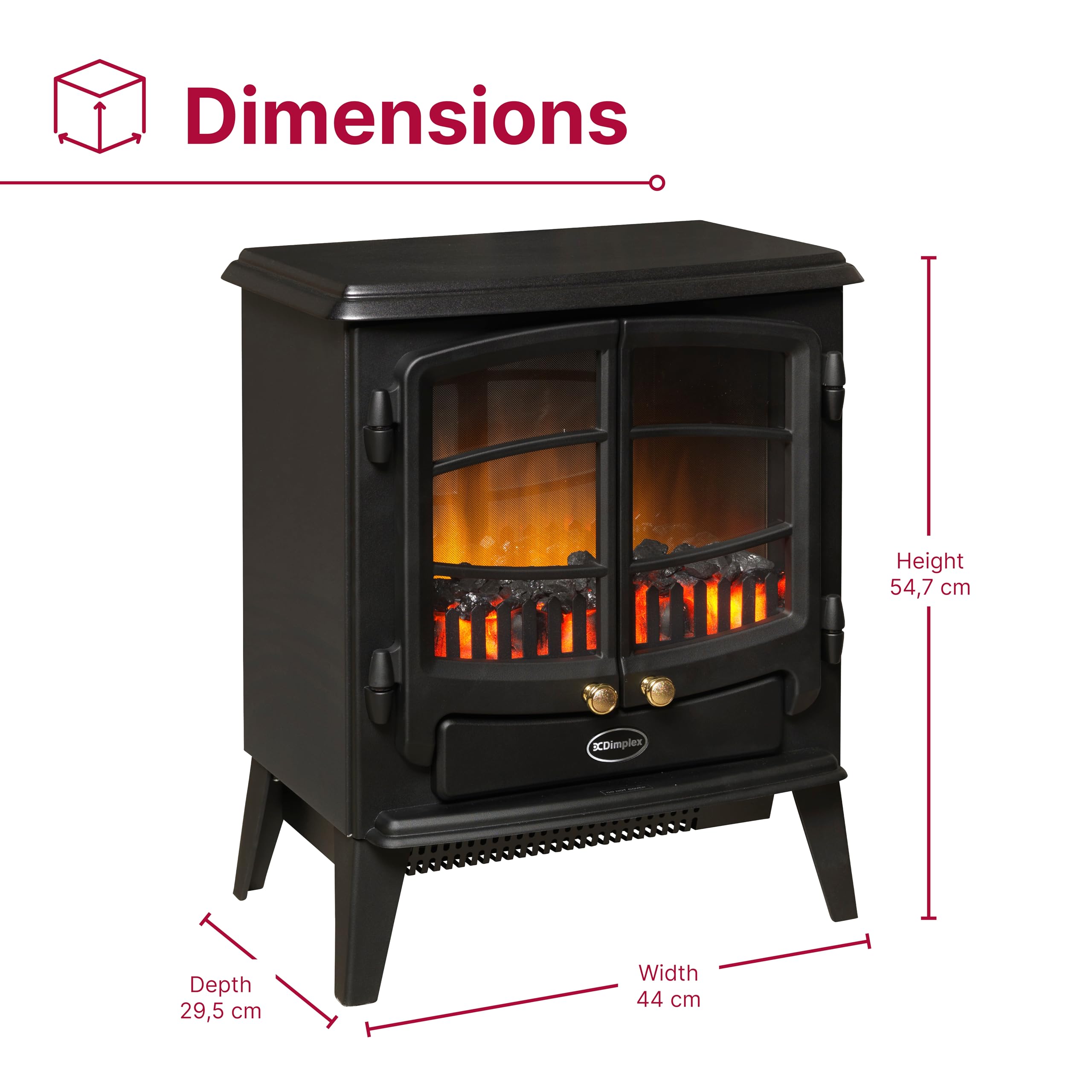 Dimplex Tango Optiflame Electric Stove, Black Freestanding Fire with Coal Fuel Bed, LED Flame Effect, Thermostat, 2kW Fan Heater, A Choice Of 1000 or 2000 Watt Heat Settings and Remote Control