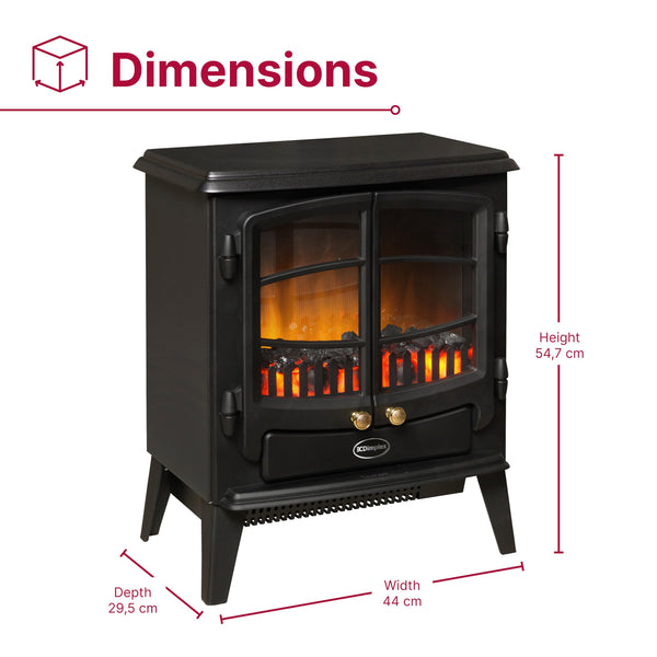 Dimplex Tango Optiflame Electric Stove, Black Freestanding Fire with Coal Fuel Bed, LED Flame Effect, Thermostat, 2kW Fan Heater, A Choice Of 1000 or 2000 Watt Heat Settings and Remote Control