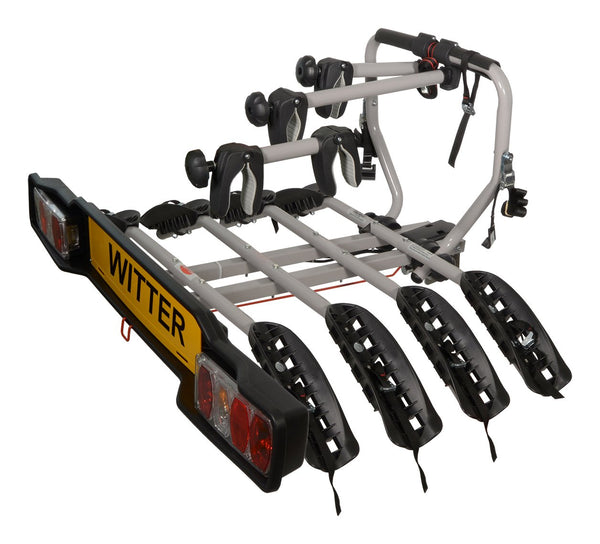 Witter ZX204 Bicyle Bolt-on Towball Mounted Bike Rack for 4 Bikes | Maximum Load of 60kg | Lightboard for 13 Pin Socket