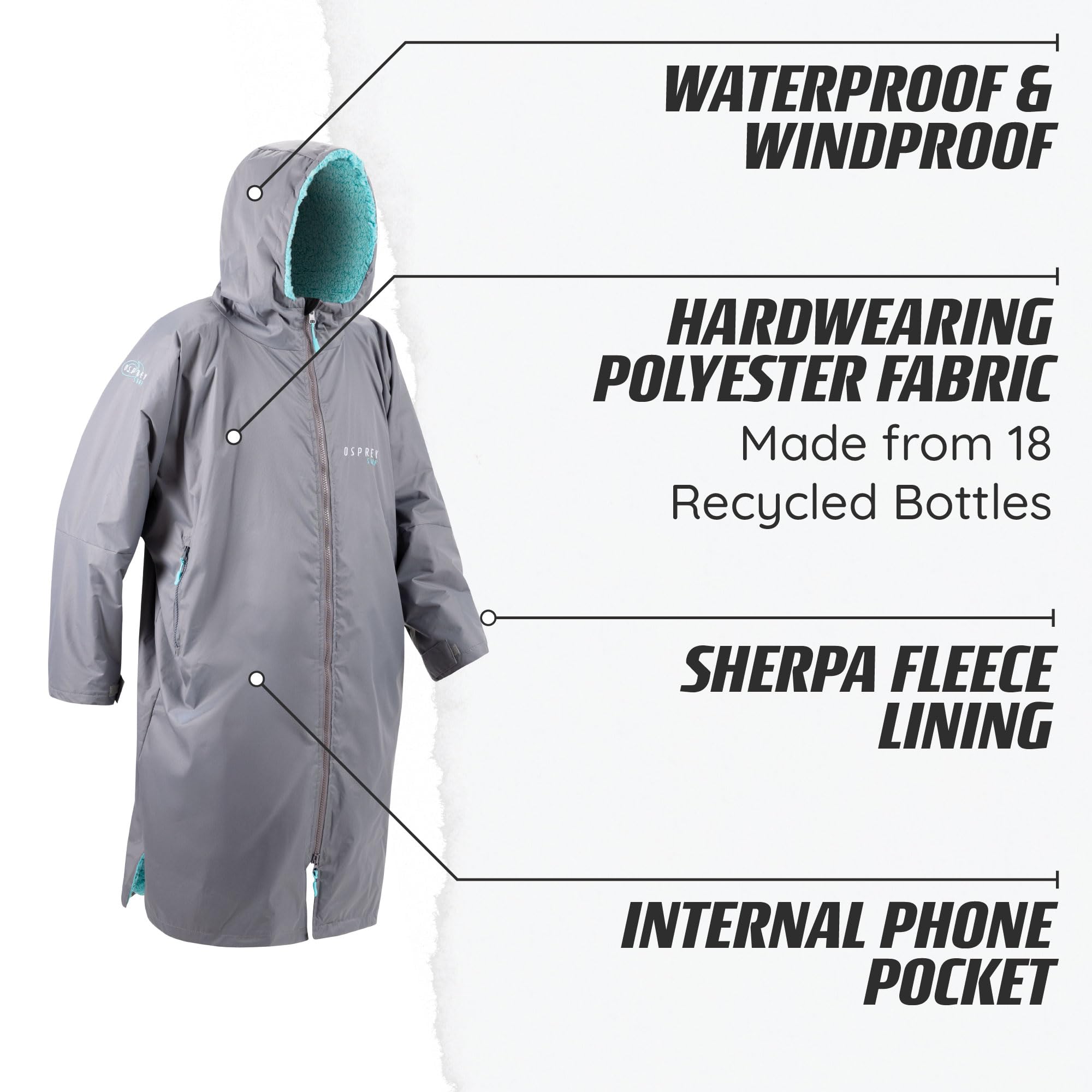 Osprey Changing Robe for Kids and Adults, Waterproof Changing Robe, Swimming and Beach Robe, Unisex, Multiple Colours