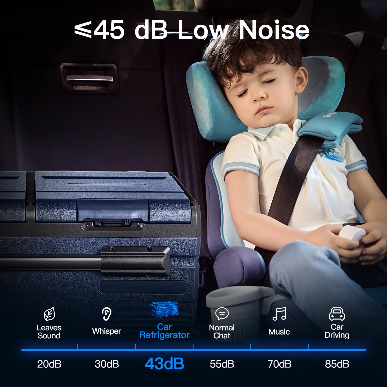 AAOBOSI Compressor Camping Fridge 95L, Car Fridge Dual Zone with 12/24V DC and 100-240V AC, -20°C to 20°C Portable Freezer for Car, Campervan, Lorry, Truck, Boat