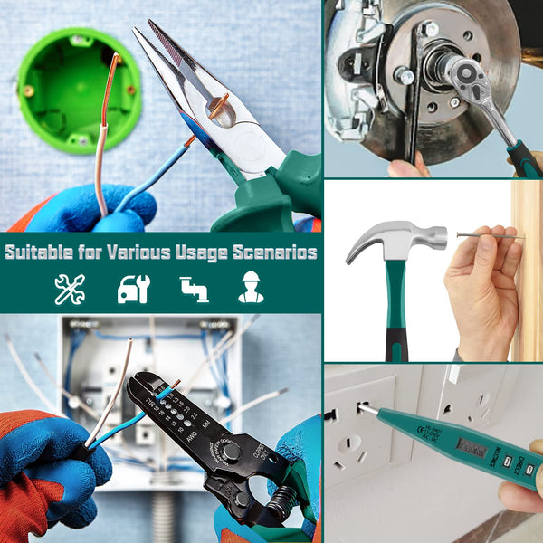 Sundpey Home Tool Kit 300-Pcs - Household Auto Repair Tool Set - Complete General Hand Tool Kits for Handyman & Precision Screwdriver Set & Wire Stripper & Metric Hex Key & Tool box Case for Men Women