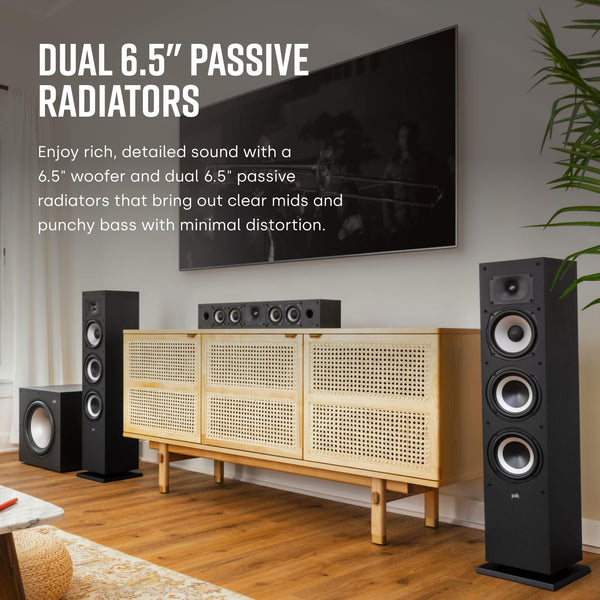 Polk Audio Polk Monitor MXT60 Compact Tower Speaker, HiFi and Home Cinema Speaker, Hi-Res Certified, Dolby Atmos and DTS:X Compatible (1 piece)