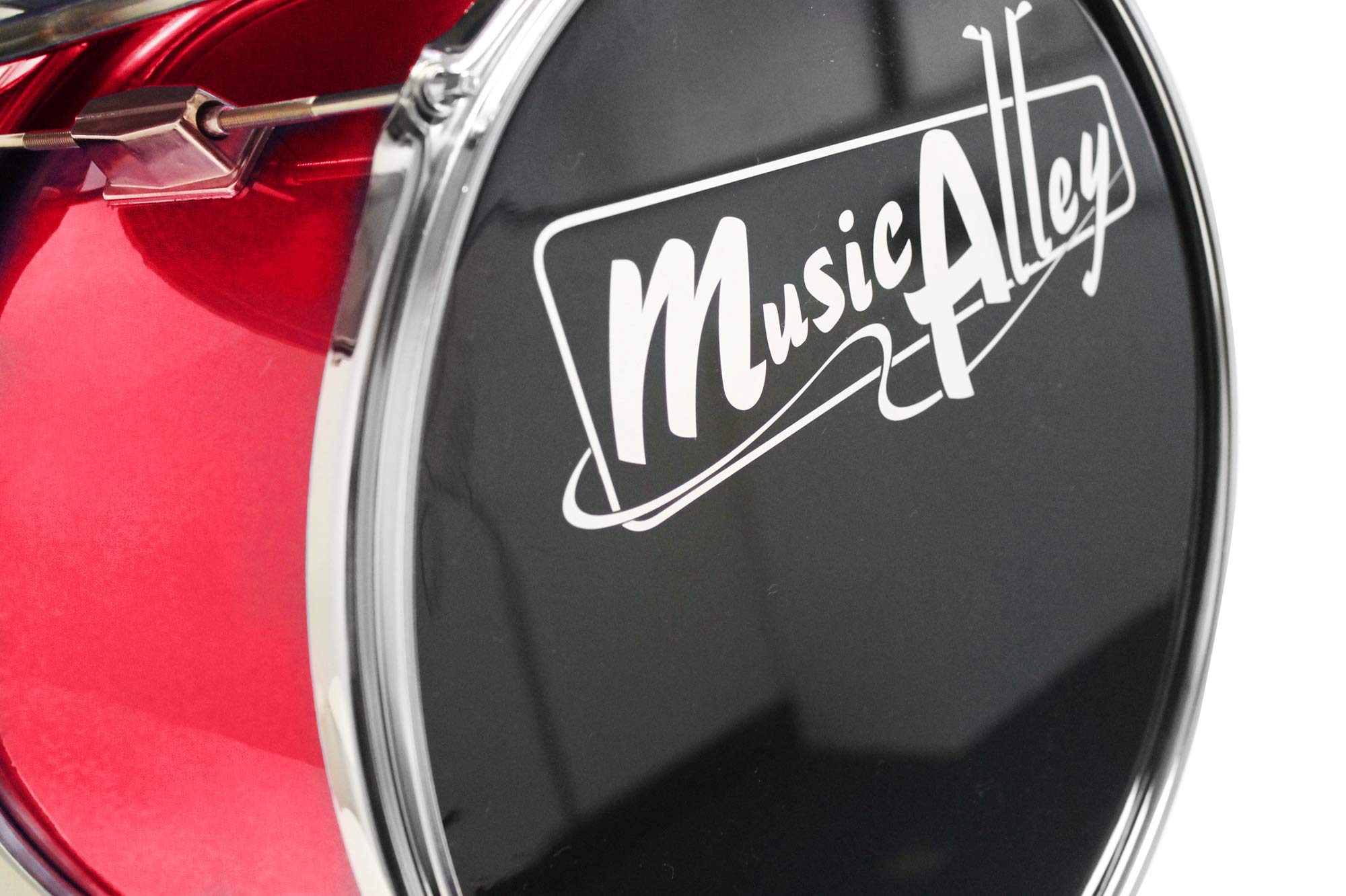 Music Alley DBJK02-BK Three Piece Junior Drum Kit for Kids with Cymbal Pedal Drum Stool and Drum Sticks Metallic Black 3 Piece