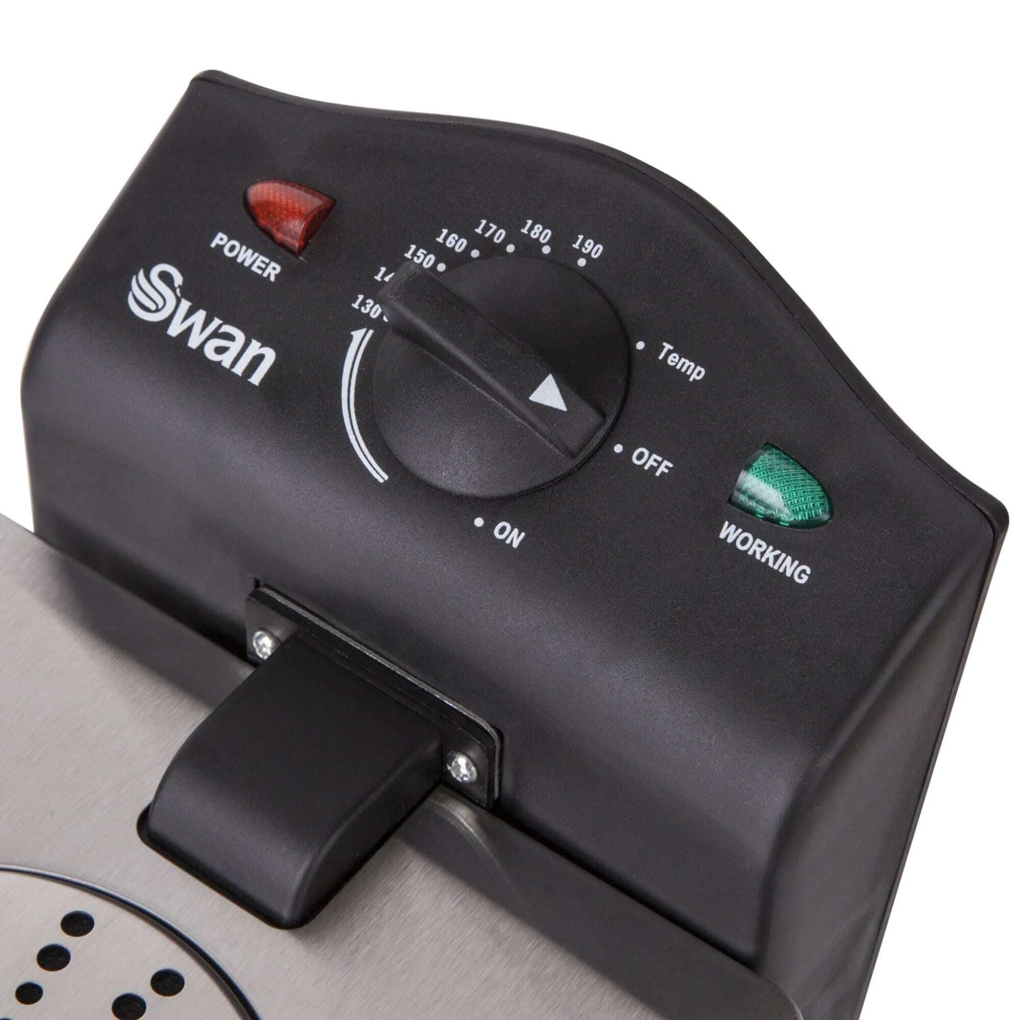 Swan SD6040N 3 Litre Stainless Steel Deep Fat Fryer with Viewing Window and Safety Cut Out, Non-Slip, Easy Clean and Adjustable Temperature Control,