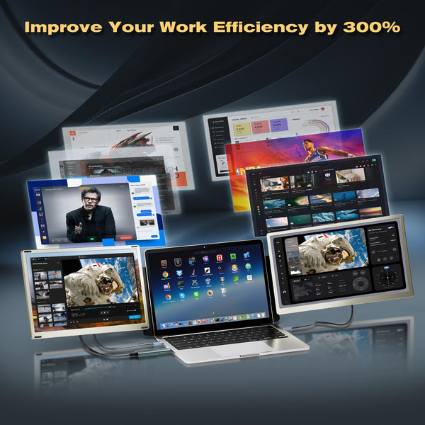 Teamgee 15.6” Laptop Screen Extender, 1080P FHD IPS Portable Monitor Compatible with 13”-17”Laptops, Slim Bezel-less Screen Extender with Detachable, Plug-Play for Mac, Windows, Android & Chrome