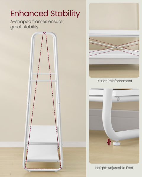 VASAGLE Clothes Rail, Clothes Rack with 2 Shelves, 6 S-Shaped Hooks, Steel Frame, for Bedroom, Rustic Brown and Black RGR112B01