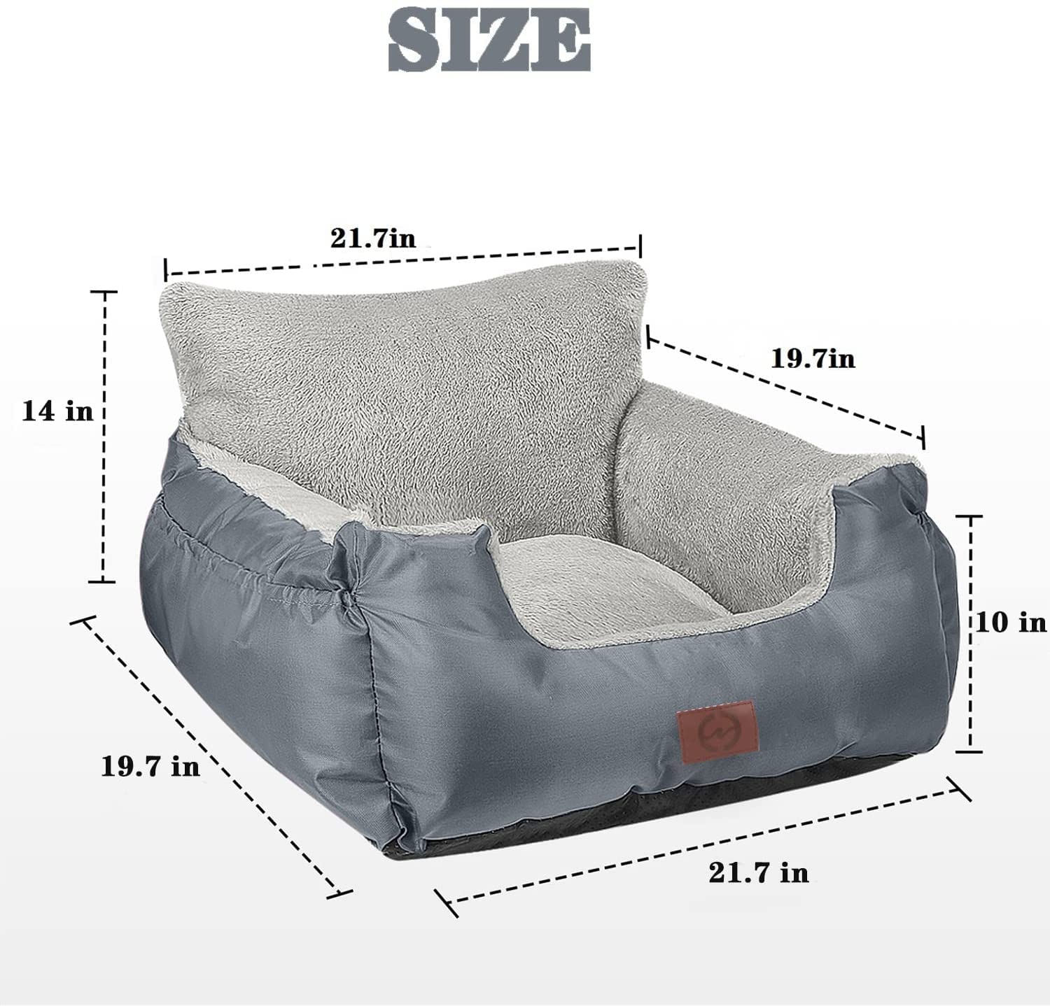 GoFirst Dog Car Seat for Small Dogs or Cats, Pet Booster Seat Travel Car Bed with Storage Pocket and Clip-On Safety Leash, Waterproof Warm Plush Dog Car Safety Seats,Black