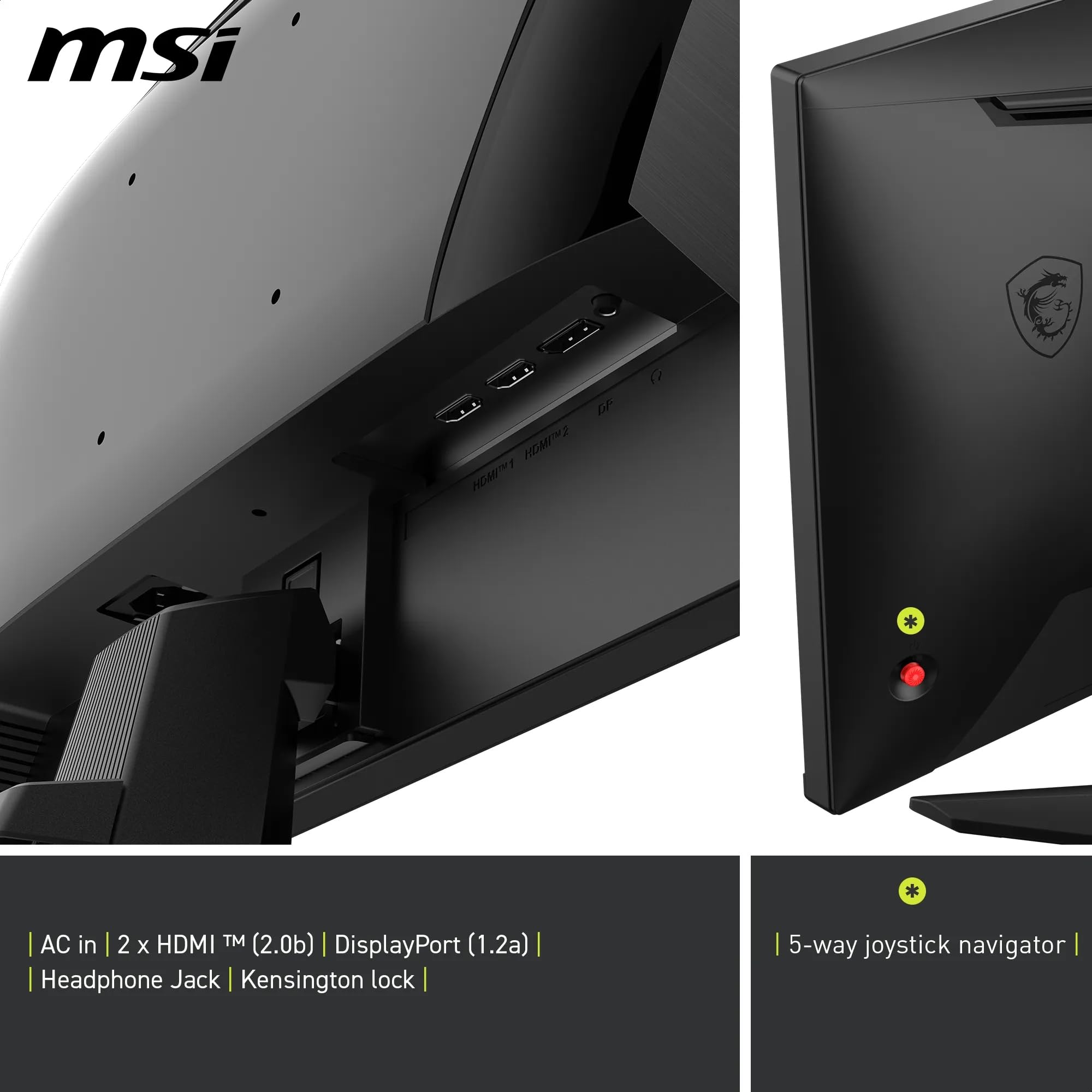MSI G274F 27 Inch FHD Gaming Monitor - 1920 x 1080 Rapid IPS Panel, 180 Hz / 1ms, 134% sRGB Colour Gamut / G-SYNC Compatible- DP 1.2a, HDMI2.0 CEC