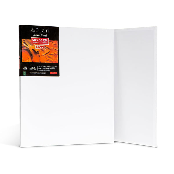 Elan Cotton Canvas Panels 50x60 CM, 6-Pack Canvas Boards for Painting, Painting Canvas, Canvases for Painting, Art Board Bulk Art Canvas Board Blank