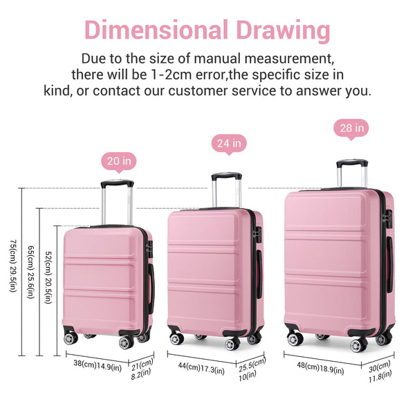 Kono Fashion Hand Luggage Lightweight ABS Hard Shell Trolley Travel Suitcase