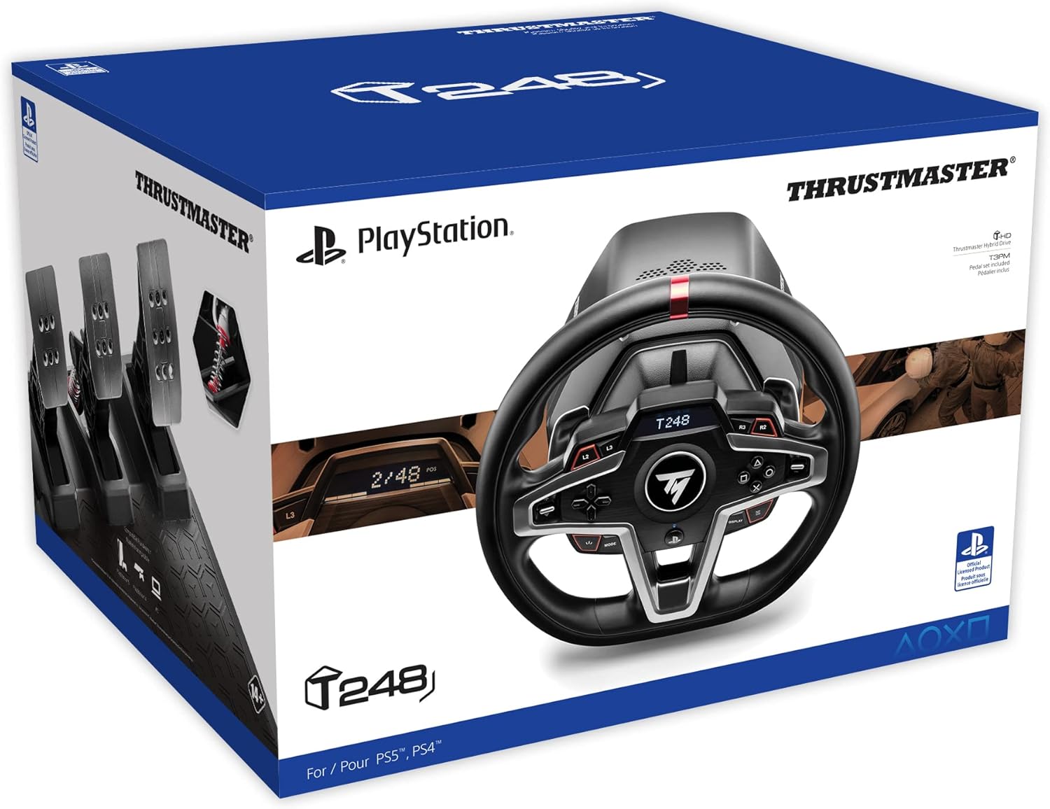 Thrustmaster T248 - High-Performance Racing Wheel and Pedal Set with Force Feedback for PlayStation 5, PlayStation 4, and PC