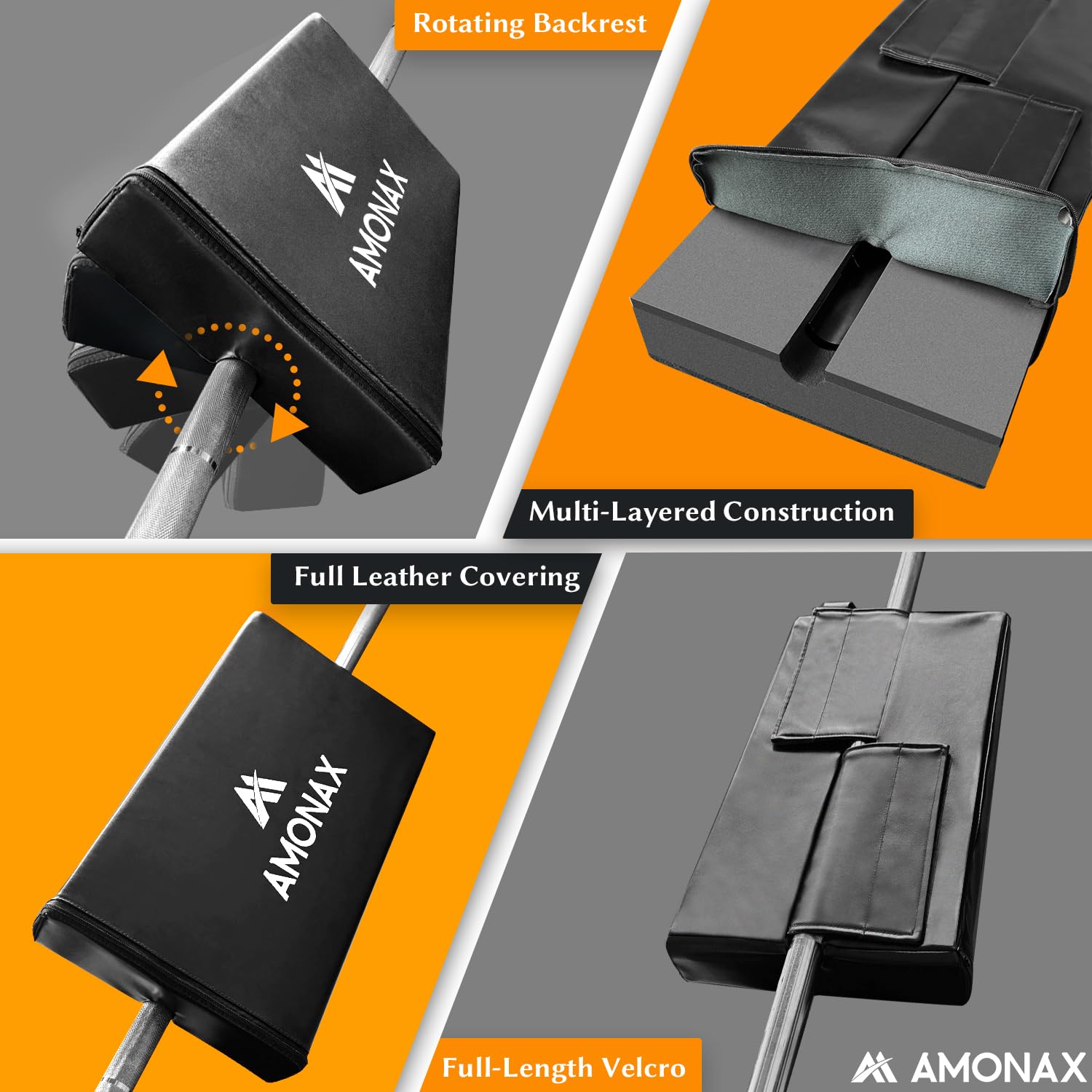 Amonax Hip Thrust Bench Back Pad, Extra Thick Foam Padding for Barbell Back Support, Home Gym Equipment Attachment for Hip Thrust, Protective Cushion