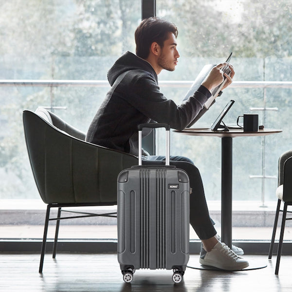 Kono 28 Inch Large Hard Shell Luggage Lightweight ABS 4 Wheels Spinner Business Trip Trolley Case Suitcase (Grey)