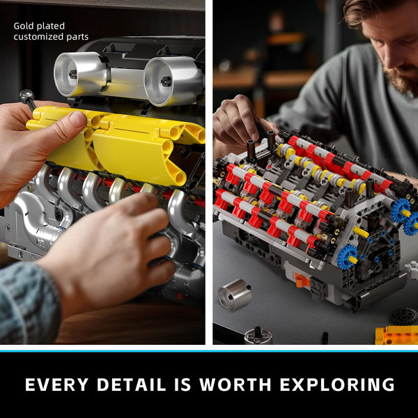 Mould King 10193 Engine Building Blocks Toy Kit, Boxer Engine Clamping Blocks Construction Kit Model, Toy Gift Collectibles for Adults Boys Girls(609 Pieces)