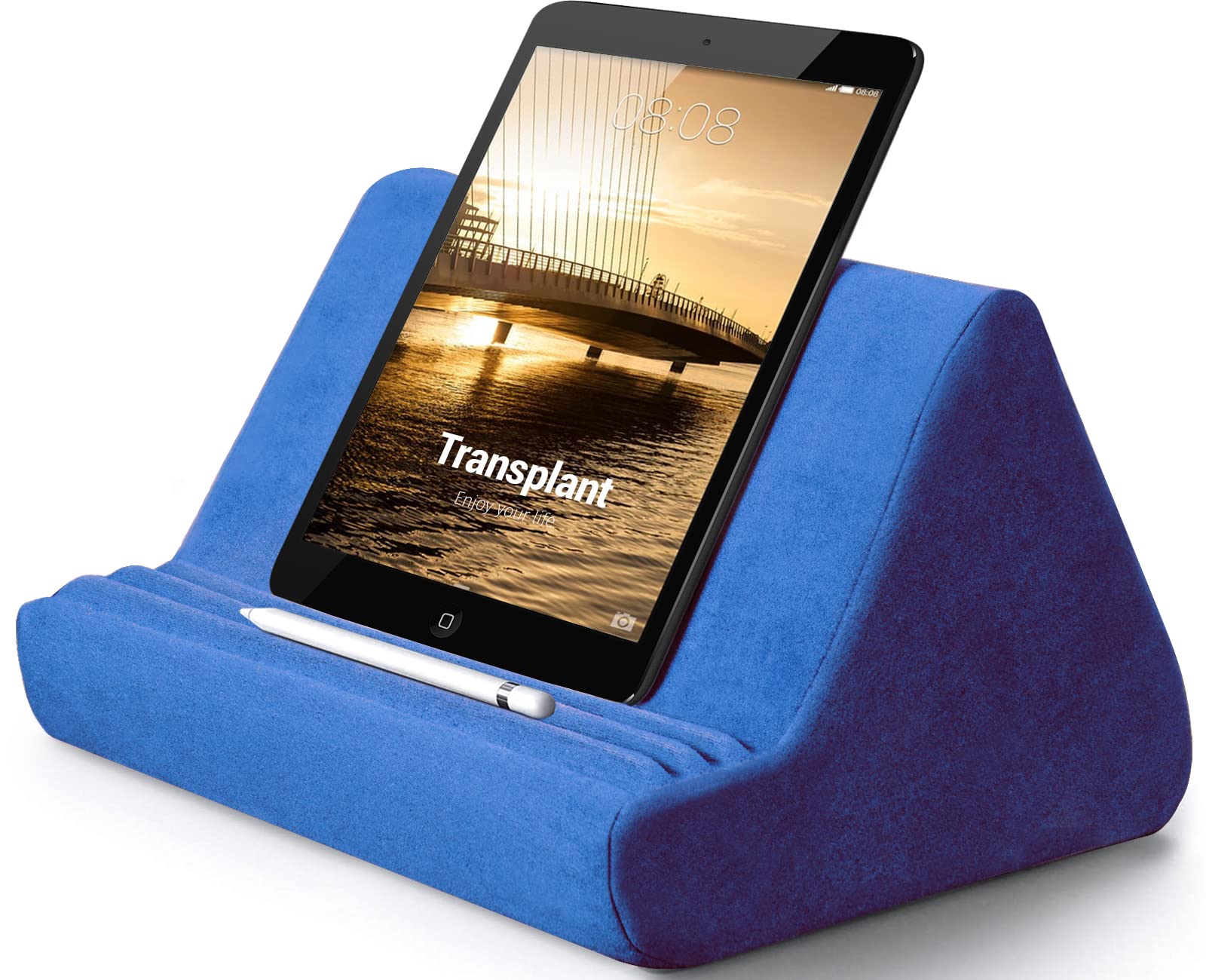 Soft Tablet Stand Pillow with Pocket,Tablet Cushion Stand,Adjustable 3 Viewing Angle,Lazy Holder Stand for Bed Sofa,Compatible with iPads Tablets eReaders Smartphones Books Magazines（Grey）…