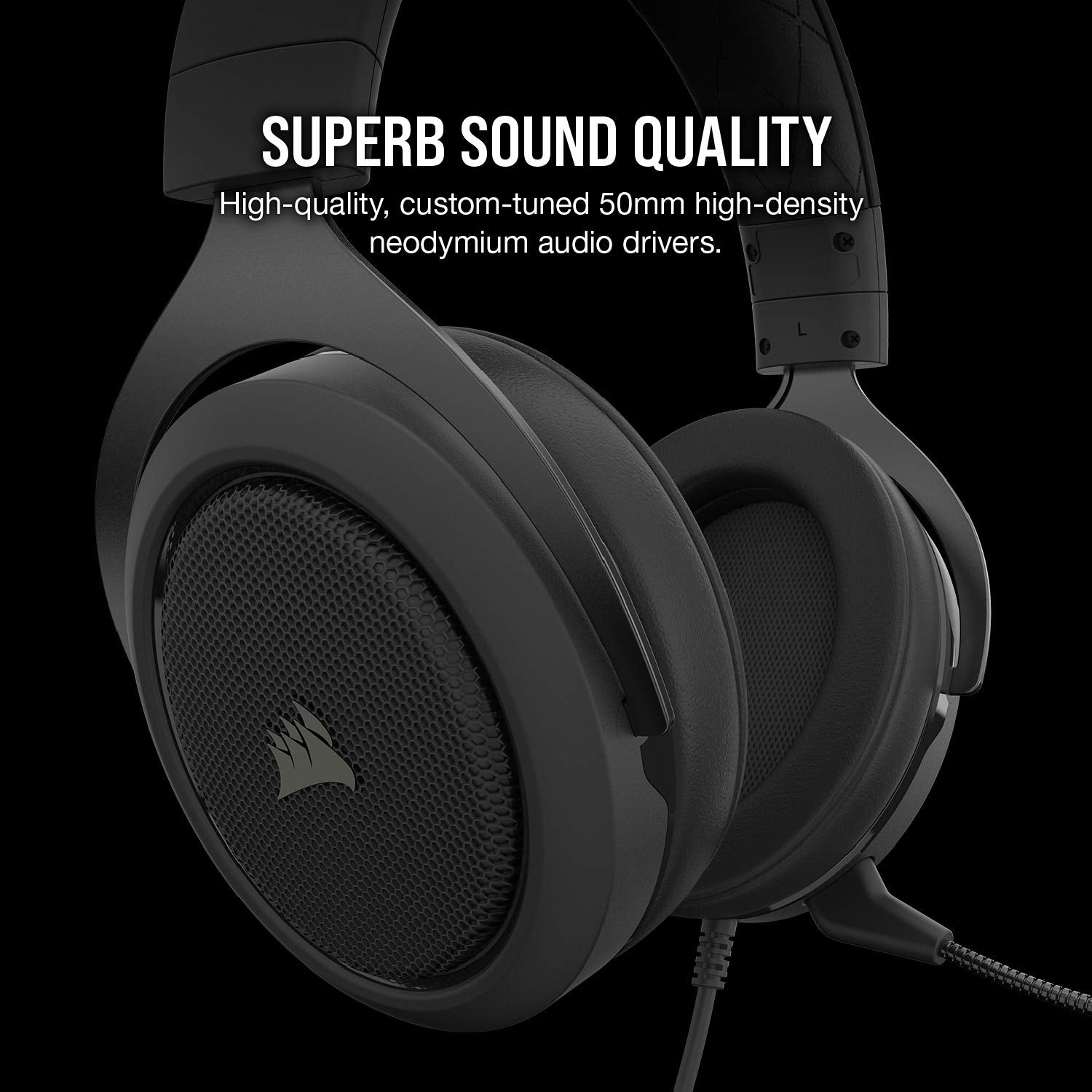 CORSAIR HS55 SURROUND Lightweight Multiplatform Wired Gaming Headset – Dolby 7.1 Surround Sound – iCUE Compatible – PC, Mac, PS5, PS4, Xbox, Nintendo Switch, Mobile – Carbon