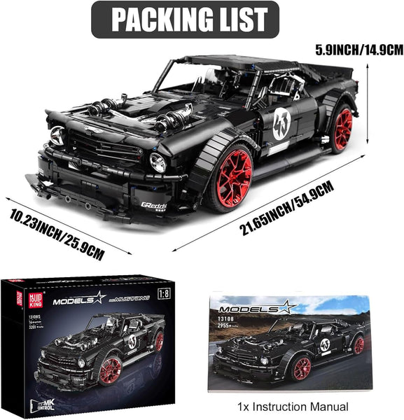 Mould King 13108N MOC Mustang Car Building Kits, 1:8 Scale Super Car Model Block Sets, Race Car Model Set, Adult Collectible Kits to Build, Boy Toys for Birthday Gifts (2943 Pieces)