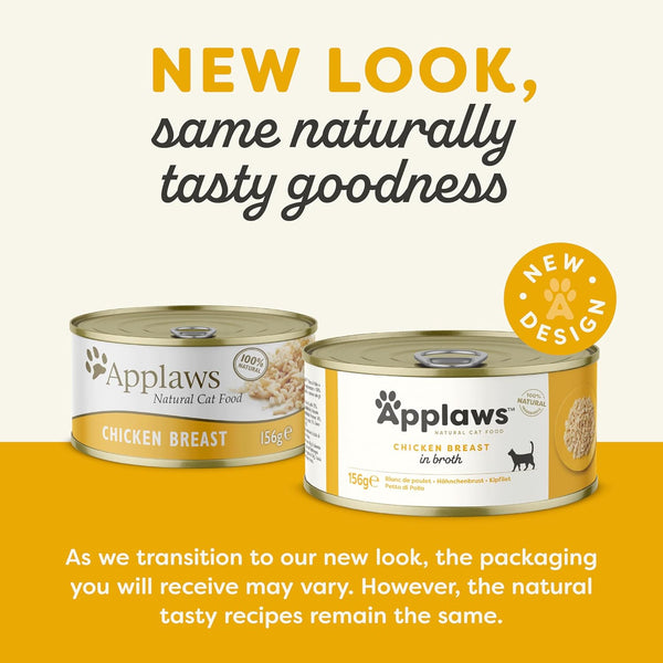 100% Natural Wet Cat Food, Chicken Breast In Broth 156 g Tin (Pack of 24)