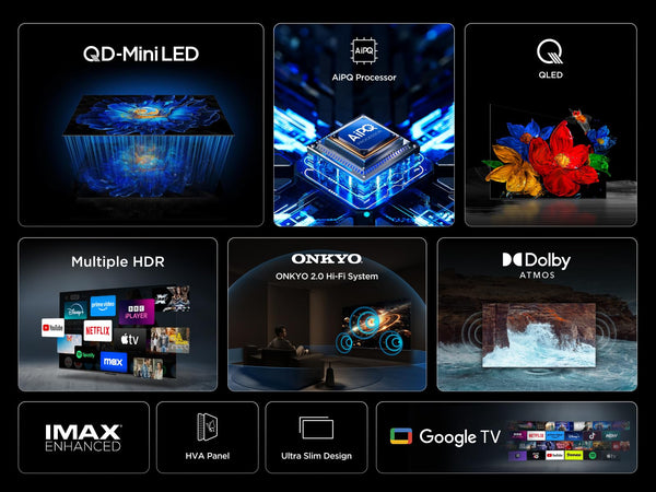 TCL 75Q6C-UK QD-Mini LED TV, 4K HDR Premium 1000nits, Smart TV Powered by Google TV (Dolby Vision IQ & Atmos, Onkyo 2.1 Sound System, 144Hz Motion Clarity Pro, 2025 New Model)