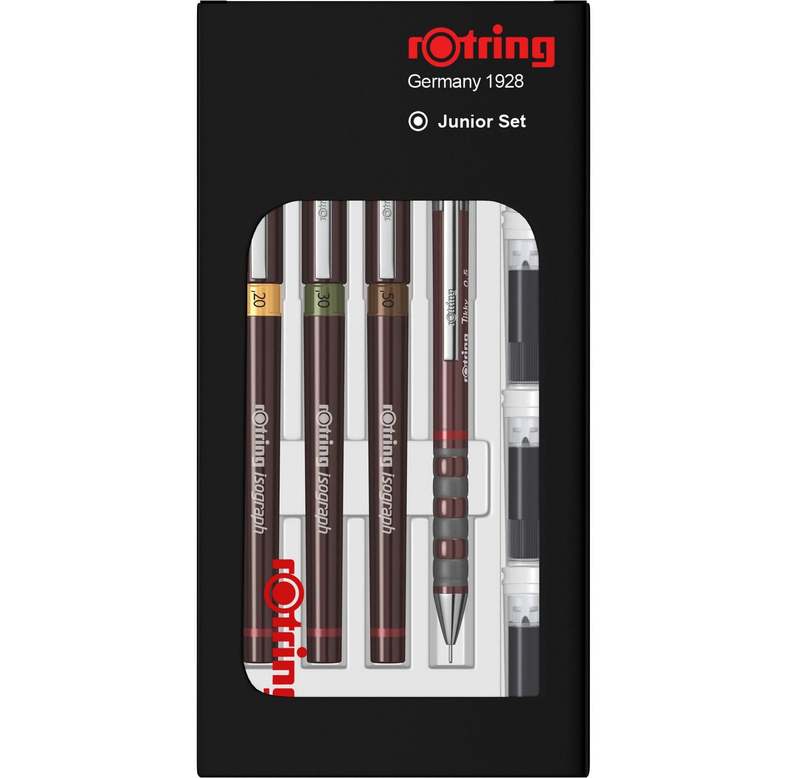 rOtring Isograph Pen Set Technical Pen & Pencil College Set | 3 Pens (0.20mm0.30mm0.50mm) and Mechanical Pencil (0.5mm) + Accessories