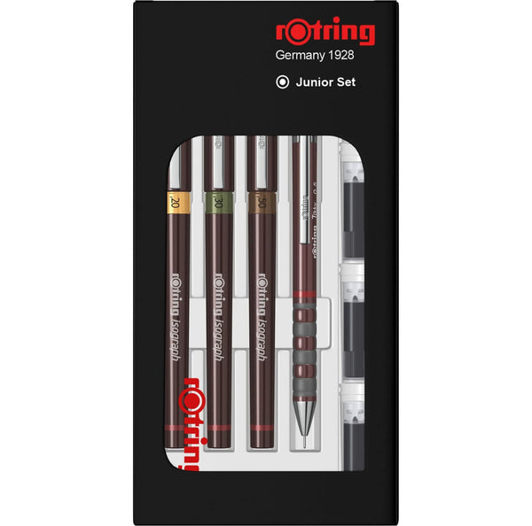 rOtring Isograph Pen Set Technical Pen & Pencil College Set | 3 Pens (0.20mm0.30mm0.50mm) and Mechanical Pencil (0.5mm) + Accessories