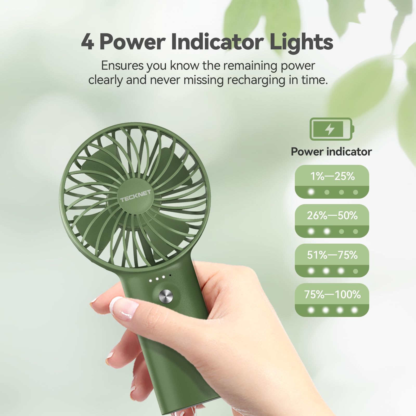 TECKNET Handheld Fan, Portable USB Hand Held Fans Rechargeable Mini with 7000mAh Power Bank, Mini Personal Electric Fan 3 Adjustable Speed Desk Fan for Home/Office/Travel (White)