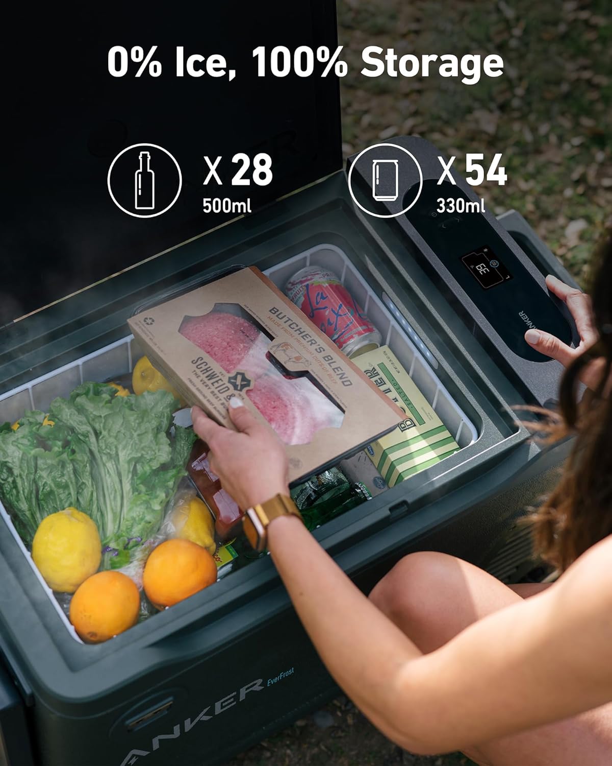 Anker EverFrost Powered Cooler 30, 33L No-Ice Cooler with 299Wh Battery, 20-35 Hours of Long-Lasting Cooling, Efficient Compressor, Bluetooth Control, and Detachable Charger