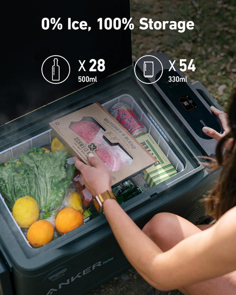 Anker EverFrost Powered Cooler 30, 33L No-Ice Cooler with 299Wh Battery, 20-35 Hours of Long-Lasting Cooling, Efficient Compressor, Bluetooth Control, and Detachable Charger