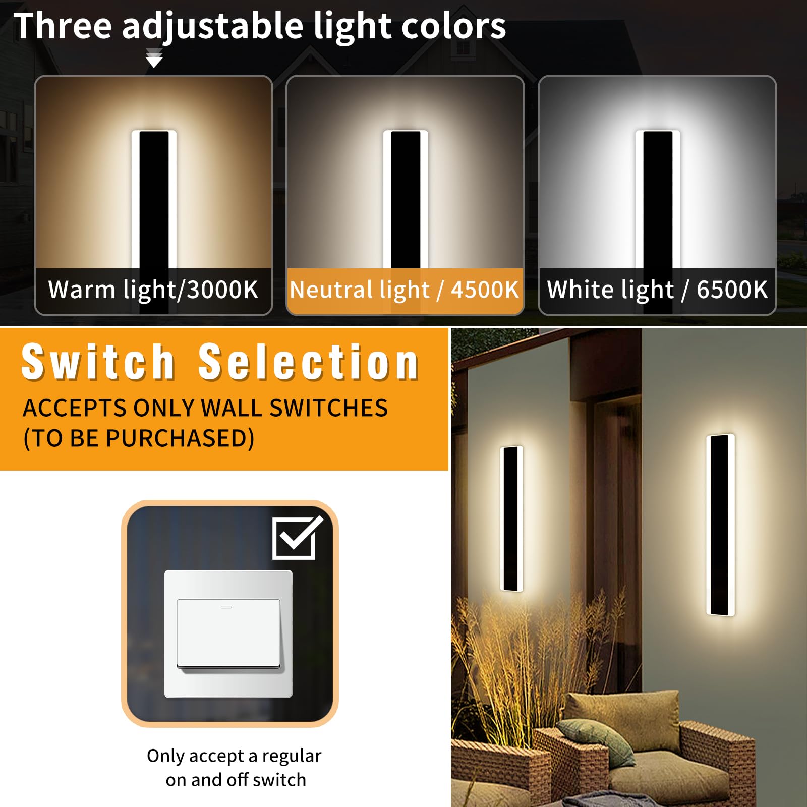 Mikeru 6500k Cool White Outdoor Wall Light, 150cm Modern Porch Wall Light, LED Vertical Long Acrylic Garden Fixture, IP65 Waterproof for Balcony, Living Room, Garage, Patio