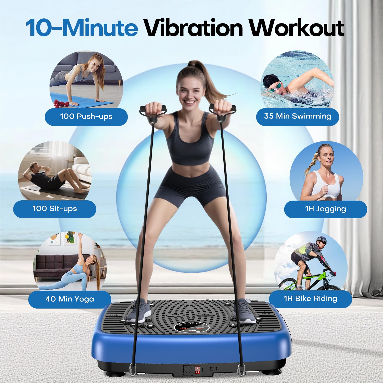EvoSpark Vibration Plate, Vibration Plate Exercise Machine with 2025 High-Performance Dual Motor, 120 Adjustable Speeds, 450 Lbs Capacity Vibrating Plate for Lymphatic Drainage & Weight Loss