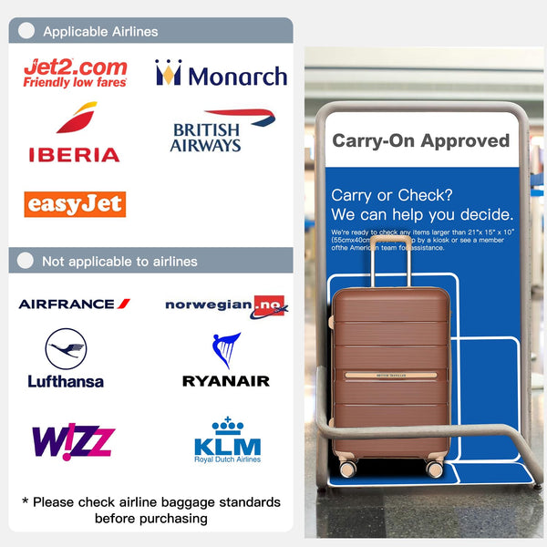 British Traveller 24" Medium Suitcase Lightweight Polypropylene Hard Shell Luggage Hold Check in Suitcase with 4 Wheels and Built-in TSA Lock(Navy, 66cm 60L)